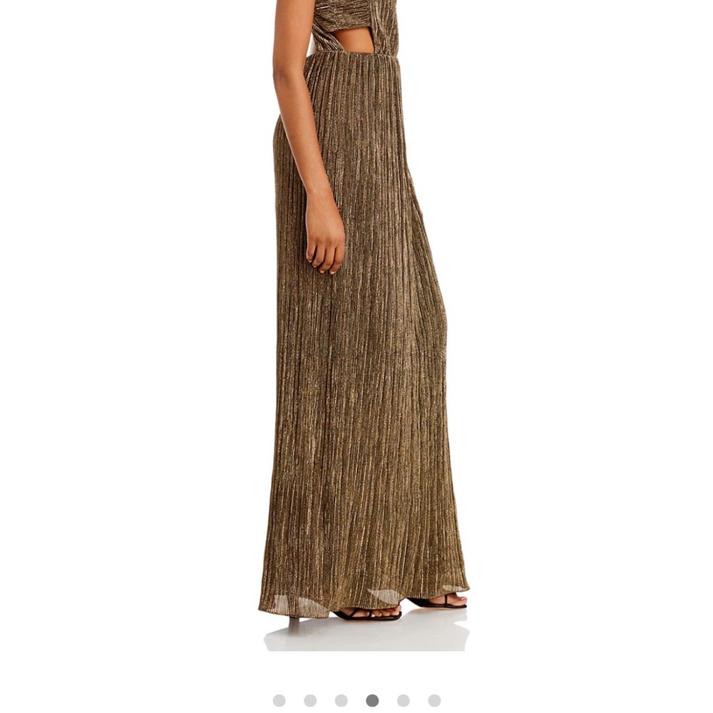 BCBG PLEATED METALLIC EVENING GOWN SIZE XS - Picture 2 of 8